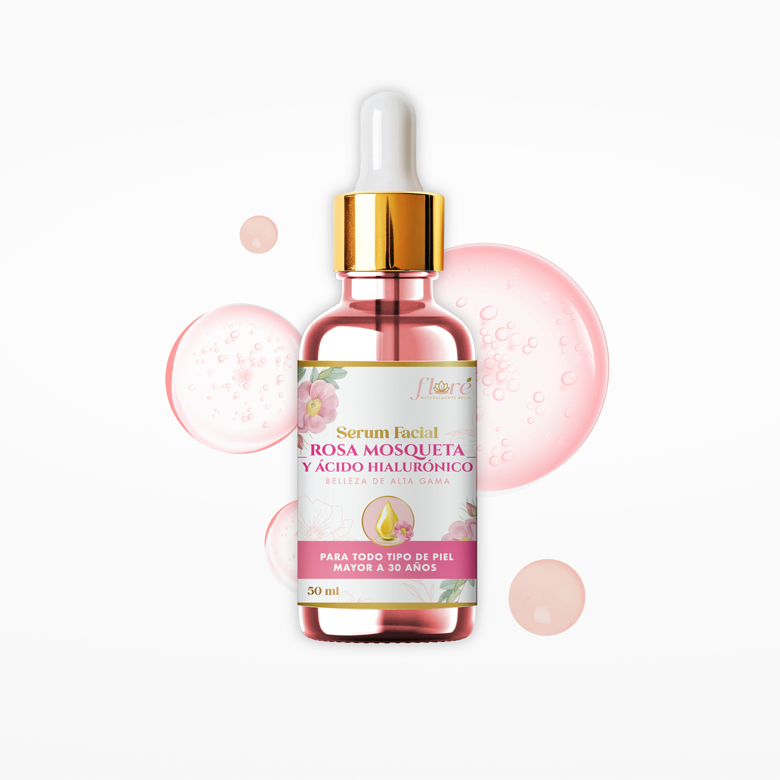 Serum facial rosa mosqueta y ácido hialurónico